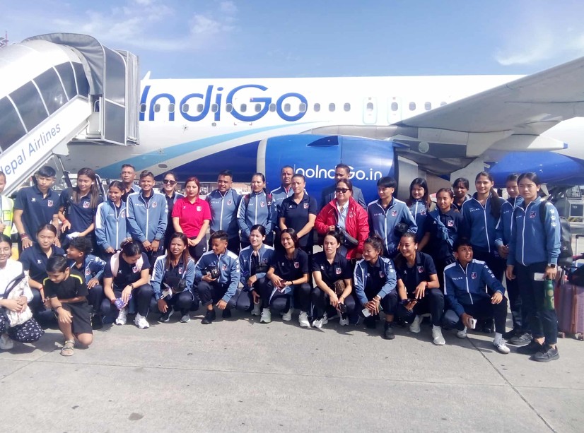 त्रिदेशीय मैत्रीपूर्ण खेलका लागि भारत प्रस्थान गर्यो महिला फुटबल टोली