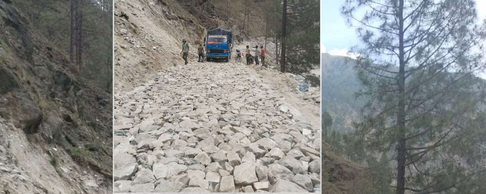  धुलाम्मे–हिलाम्मे सडकमा ढुङ्गा बिछ्याइएपछि यातायात सहज