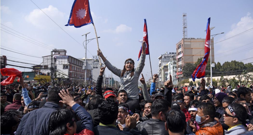 एमसीसीको विरोधमा ६ दलले गरे प्रदर्शन