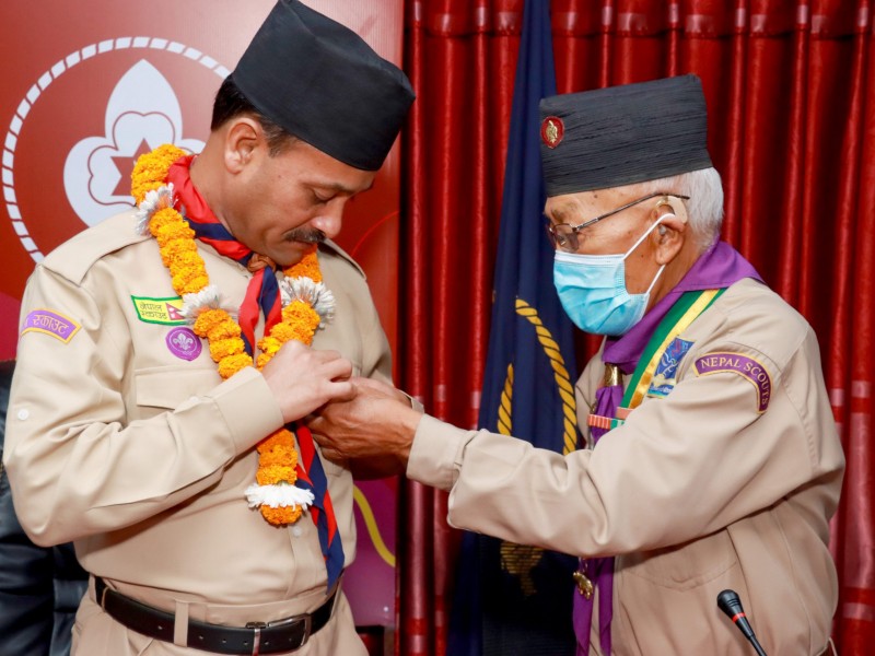 नेपाल स्काउटद्वारा युवा तथा खेलकुदमन्त्री दीक्षित