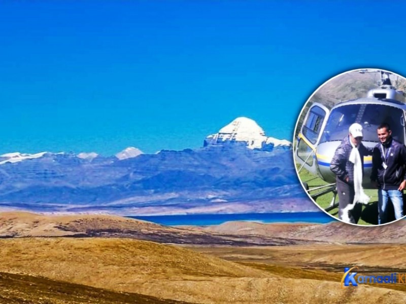 हेलिकोप्टरमा लाप्चा पुगेर मानसरोवरको दर्शन