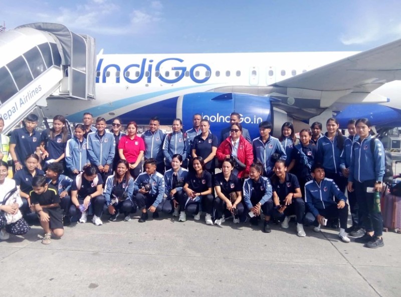 त्रिदेशीय मैत्रीपूर्ण खेलका लागि भारत प्रस्थान गर्यो महिला फुटबल टोली