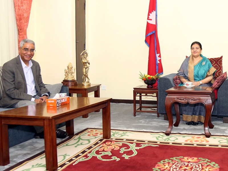 राष्ट्रपति विद्यादेवी र प्रधानमन्त्री शेरबहादुरबीच भेट
