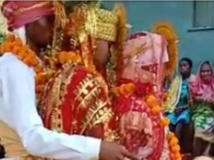 एउटै मण्डपमा एक युवकले गरे दुई युवती बिहे