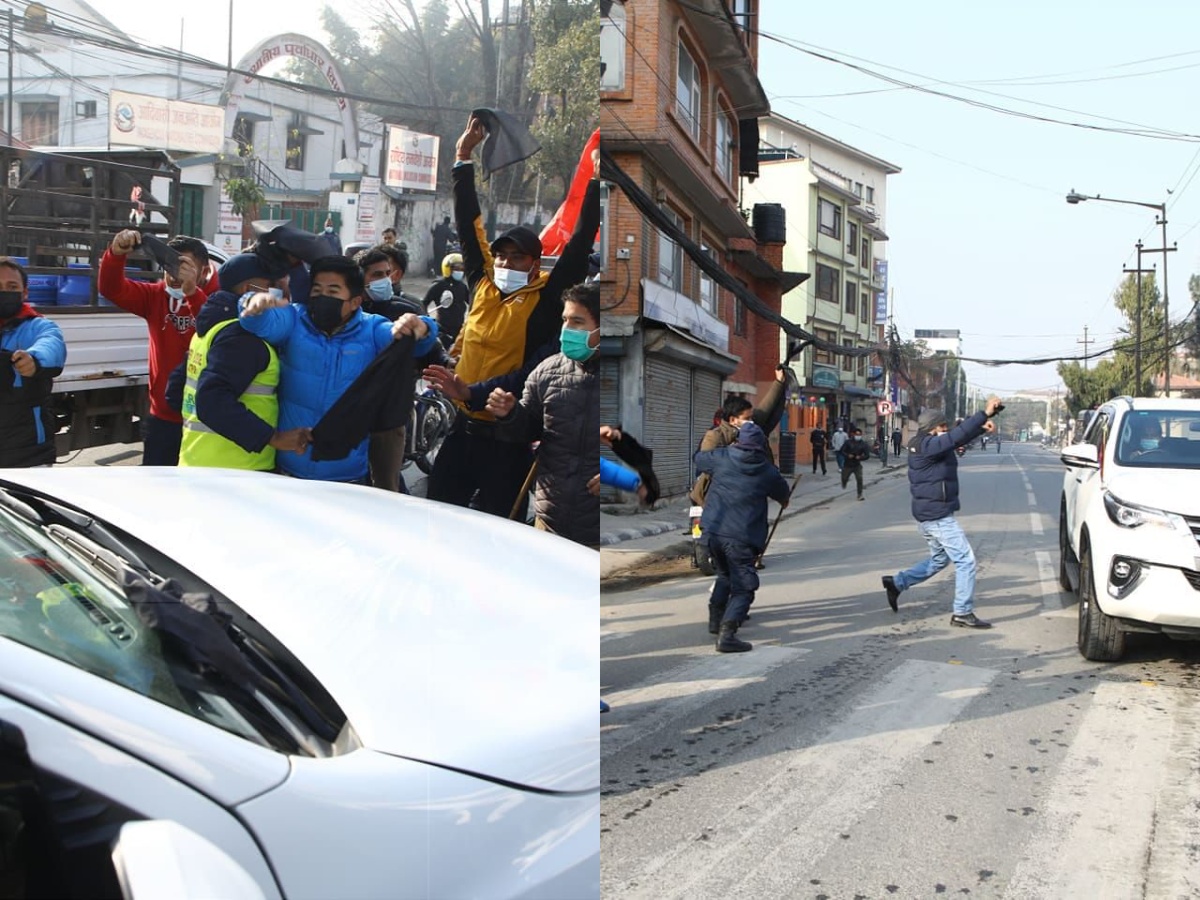 सञ्चारमन्त्री कार्कीलाई अनेरास्ववियूका विद्यार्थीहरुले देखाए कालोझण्डा